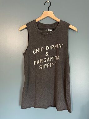 Vintage-Style 'Chip Dippin' & Margarita Sippin'' Sleeveless Tank - Charcoal